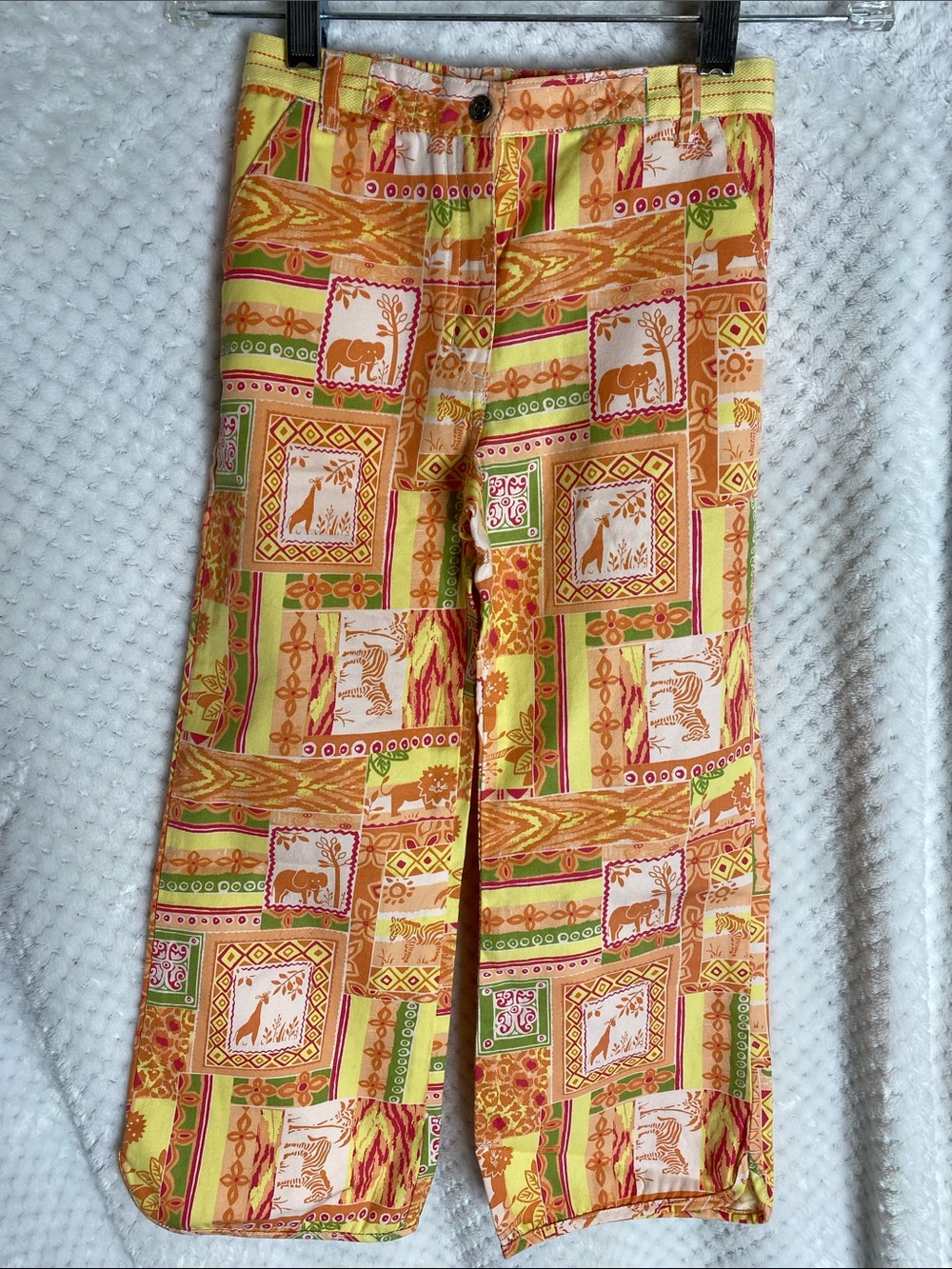 Talbots Kids Vintage Style Safari Animals Print Girls Casual Pants
